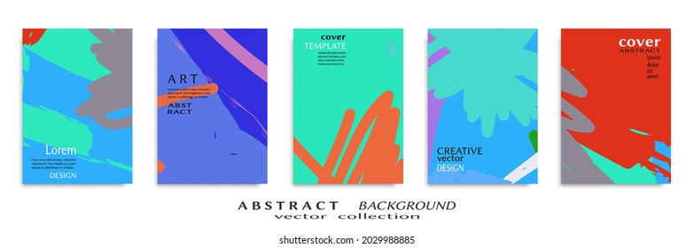 Abstract backgrouns set, grunge texture. Minimalistic art, brush strokes style. Design for card, brochure, banner idea, book cover, booklet print, flyer sheet a4. Collage page, web header template.