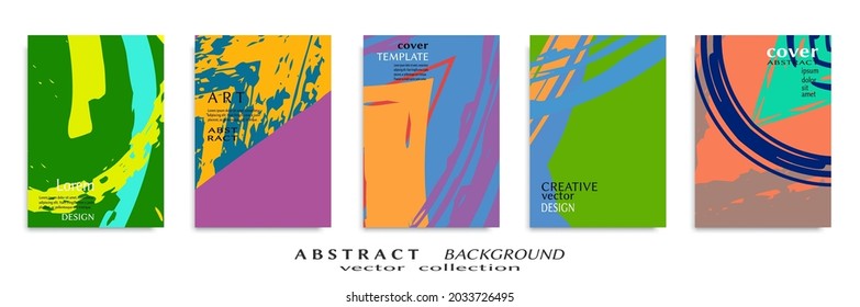 Abstract backgrouns set, grunge texture. Minimalistic art, brush strokes style. Design for card, brochure, banner idea, book cover, booklet print, flyer sheet a4. Collage page, web header template.