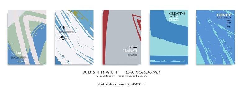 Abstract backgrouns set, grunge texture. Minimalistic art, brush strokes style. Design for card, brochure, banner idea, book cover, booklet print, flyer sheet a4. Collage page, web header template.