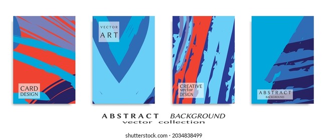 Abstract backgrouns set, grunge texture. Minimalistic art, brush strokes style. Design for card, brochure, banner idea, book cover, booklet print, flyer sheet a4. Collage page, web header template.
