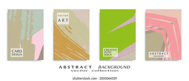 Abstract backgrouns set, grunge texture. Minimalistic art, brush strokes style. Design for card, brochure, banner idea, book cover, booklet print, flyer sheet a4. Collage page, web header template.