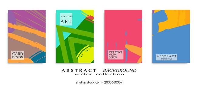 Abstract backgrouns set, grunge texture. Minimalistic art, brush strokes style. Design for card, brochure, banner idea, book cover, booklet print, flyer sheet a4. Collage page, web header template.