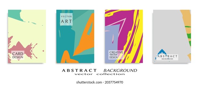 Abstract backgrouns set, grunge texture. Minimalistic art, brush strokes style. Design for card, brochure, banner idea, book cover, booklet print, flyer sheet a4. Collage page, web header template.