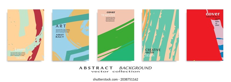Conjunto de fondo abstracto, textura gruesa. Arte minimalista, estilo de pinceladas. Diseño para tarjeta, folleto, idea de banner, portada de libro, folleto, hoja de volante a4. Página de conjunto, plantilla de encabezado web.