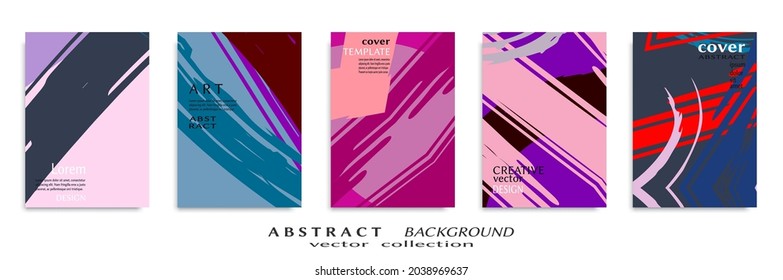 Abstract backgrouns set, grunge texture. Minimalistic art, brush strokes style. Design for card, brochure, banner idea, book cover, booklet print, flyer sheet a4. Collage page, web header template.