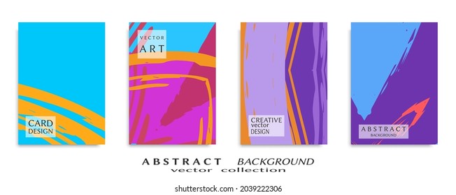 Abstract backgrouns set, grunge texture. Minimalistic art, brush strokes style. Design for card, brochure, banner idea, book cover, booklet print, flyer sheet a4. Collage page, web header template.