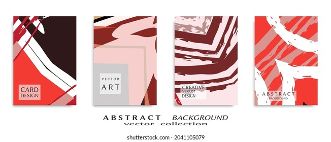 Abstract backgrouns set, grunge texture. Minimalistic art, brush strokes style. Design for card, brochure, banner idea, book cover, booklet print, flyer sheet a4. Collage page, web header template.