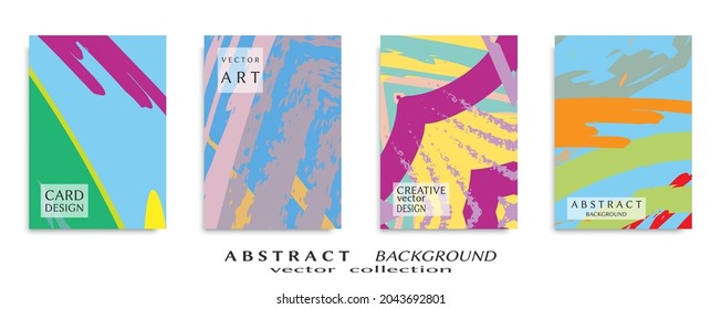 Abstract backgrouns set, grunge texture. Minimalistic art, brush strokes style. Design for card, brochure, banner idea, book cover, booklet print, flyer sheet a4. Collage page, web header template.