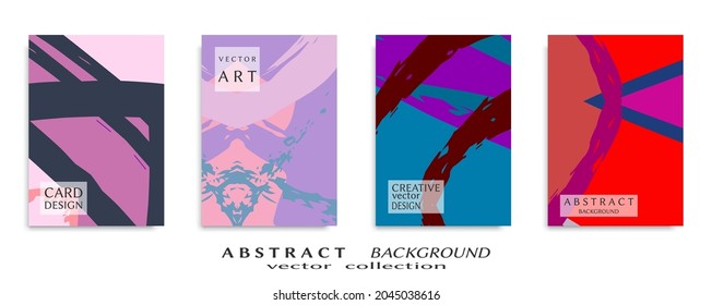 Abstract backgrouns set, grunge texture. Minimalistic art, brush strokes style. Design for card, brochure, banner idea, book cover, booklet print, flyer sheet a4. Collage page, web header template.