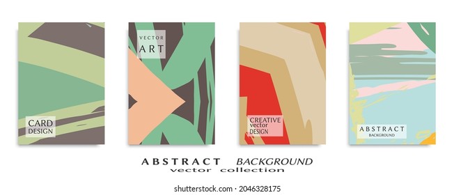 Abstract backgrouns set, grunge texture. Minimalistic art, brush strokes style. Design for card, brochure, banner idea, book cover, booklet print, flyer sheet a4. Collage page, web header template.