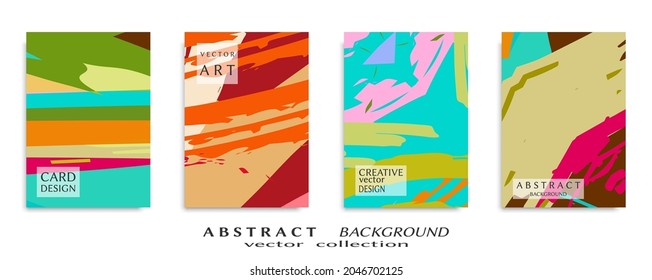 Abstract backgrouns set, grunge texture. Minimalistic art, brush strokes style. Design for card, brochure, banner idea, book cover, booklet print, flyer sheet a4. Collage page, web header template.