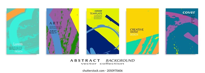Conjunto de fondo abstracto, textura gruesa. Arte minimalista, estilo de pinceladas. Diseño para tarjeta, folleto, idea de banner, portada de libro, folleto, hoja de volante a4. Página de conjunto, plantilla de encabezado web.