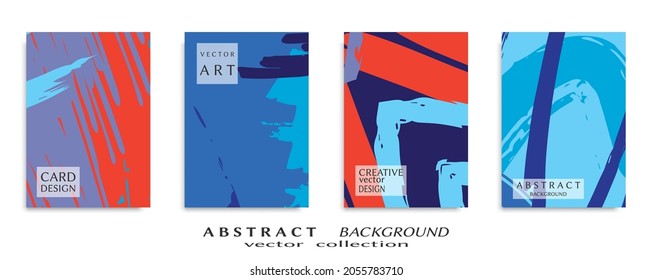 Abstract backgrouns set, grunge texture. Minimalistic art, brush strokes style. Design for card, brochure, banner idea, book cover, booklet print, flyer sheet a4. Collage page, web header template.