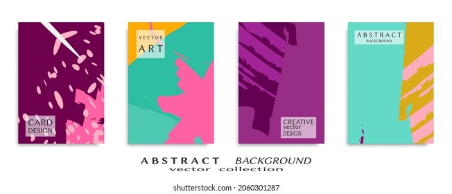 Abstract backgrouns set, grunge texture. Minimalistic art, brush strokes style. Design for card, brochure, banner idea, book cover, booklet print, flyer sheet a4. Collage page, web header template.