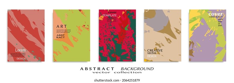 Abstract backgrouns set, grunge texture. Minimalistic art, brush strokes style. Design for card, brochure, banner idea, book cover, booklet print, flyer sheet a4. Collage page, web header template.