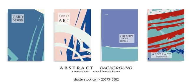 Abstract backgrouns set, grunge texture. Minimalistic art, brush strokes style. Design for card, brochure, banner idea, book cover, booklet print, flyer sheet a4. Collage page, web header template.