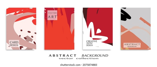 Abstract backgrouns set, grunge texture. Minimalistic art, brush strokes style. Design for card, brochure, banner idea, book cover, booklet print, flyer sheet a4. Collage page, web header template.