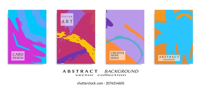 Abstract backgrouns set, grunge texture. Minimalistic art, brush strokes style. Design for card, brochure, banner idea, book cover, booklet print, flyer sheet a4. Collage page, web header template.
