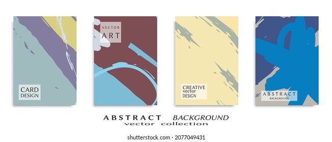 Abstract backgrouns set, grunge texture. Minimalistic art, brush strokes style. Design for card, brochure, banner idea, book cover, booklet print, flyer sheet a4. Collage page, web header template.
