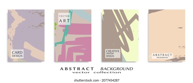 Abstract backgrouns set, grunge texture. Minimalistic art, brush strokes style. Design for card, brochure, banner idea, book cover, booklet print, flyer sheet a4. Collage page, web header template.