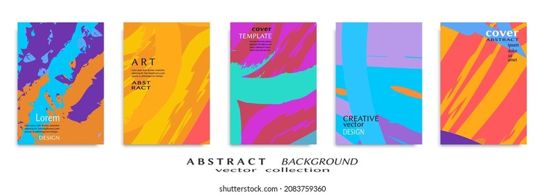 Abstract backgrouns set, grunge texture. Minimalistic art, brush strokes style. Design for card, brochure, banner idea, book cover, booklet print, flyer sheet a4. Collage page, web header template.
