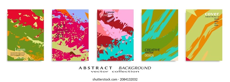 Conjunto de fondo abstracto, textura gruesa. Arte minimalista, estilo de pinceladas. Diseño para tarjeta, folleto, idea de banner, portada de libro, folleto, hoja de volante a4. Página de conjunto, plantilla de encabezado web.