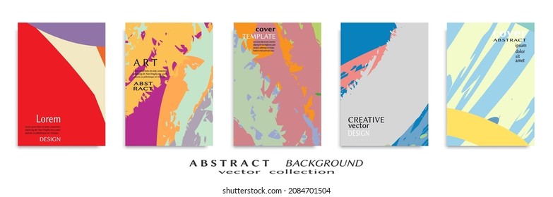 Conjunto de fondo abstracto, textura gruesa. Arte minimalista, estilo de pinceladas. Diseño para tarjeta, folleto, idea de banner, portada de libro, folleto, hoja de volante a4. Página de conjunto, plantilla de encabezado web.