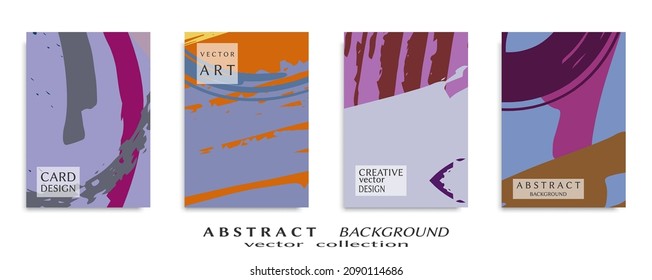 Abstract backgrouns set, grunge texture. Minimalistic art, brush strokes style. Design for card, brochure, banner idea, book cover, booklet print, flyer sheet a4. Collage page, web header template.