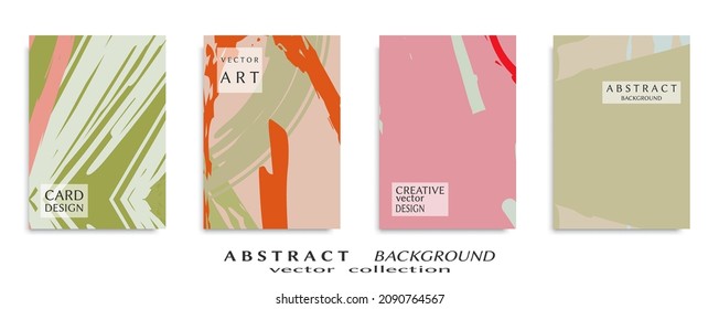 Abstract backgrouns set, grunge texture. Minimalistic art, brush strokes style. Design for card, brochure, banner idea, book cover, booklet print, flyer sheet a4. Collage page, web header template.