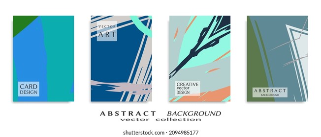 Abstract backgrouns set, grunge texture. Minimalistic art, brush strokes style. Design for card, brochure, banner idea, book cover, booklet print, flyer sheet a4. Collage page, web header template.