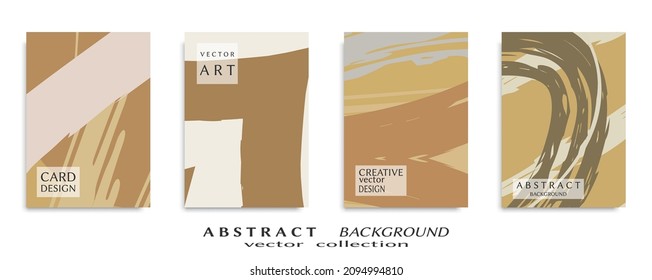 Abstract backgrouns set, grunge texture. Minimalistic art, brush strokes style. Design for card, brochure, banner idea, book cover, booklet print, flyer sheet a4. Collage page, web header template.