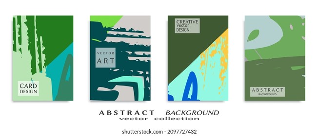 Abstract backgrouns set, grunge texture. Minimalistic art, brush strokes style. Design for card, brochure, banner idea, book cover, booklet print, flyer sheet a4. Collage page, web header template.