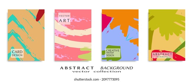 Abstract backgrouns set, grunge texture. Minimalistic art, brush strokes style. Design for card, brochure, banner idea, book cover, booklet print, flyer sheet a4. Collage page, web header template.