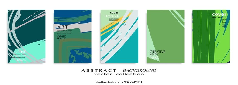 Abstract backgrouns set, grunge texture. Minimalistic art, brush strokes style. Design for card, brochure, banner idea, book cover, booklet print, flyer sheet a4. Collage page, web header template.