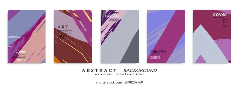 Abstract backgrouns set, grunge texture. Minimalistic art, brush strokes style. Design for card, brochure, banner idea, book cover, booklet print, flyer sheet a4. Collage page, web header template.