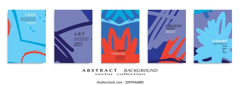 Abstract backgrouns set grunge texture. Minimalistic art brush strokes style. Design for card, brochure, banner idea, book cover, booklet print, flyer sheet a4. Collage page, web header template.