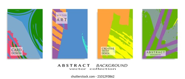 Abstract backgrouns set, grunge texture. Minimalistic art, brush strokes style. Design for card, brochure, banner idea, book cover, booklet print, flyer sheet a4. Collage page, web header template.