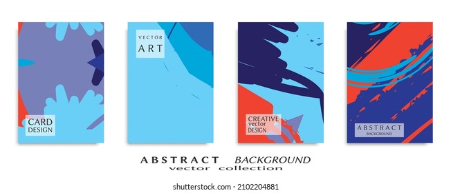 Abstract backgrouns set, grunge texture. Minimalistic art, brush strokes style. Design for card, brochure, banner idea, book cover, booklet print, flyer sheet a4. Collage page, web header template.