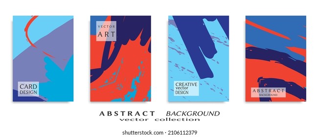Abstract backgrouns set, grunge texture. Minimalistic art, brush strokes style. Design for card, brochure, banner idea, book cover, booklet print, flyer sheet a4. Collage page, web header template.