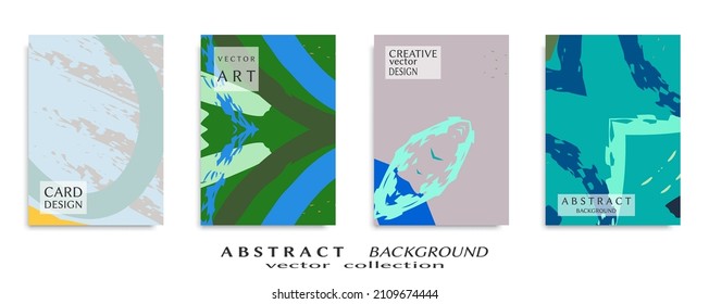 Abstract backgrouns set, grunge texture. Minimalistic art, brush strokes style. Design for card, brochure, banner idea, book cover, booklet print, flyer sheet a4. Collage page, web header template.