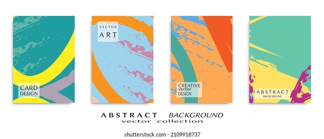 Abstract backgrouns set, grunge texture. Minimalistic art, brush strokes style. Design for card, brochure, banner idea, book cover, booklet print, flyer sheet a4. Collage page, web header template.