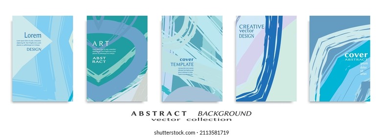 Abstract backgrouns set, grunge texture. Minimalistic art, brush strokes style. Design for card, brochure, banner idea, book cover, booklet print, flyer sheet a4. Collage page, web header template.