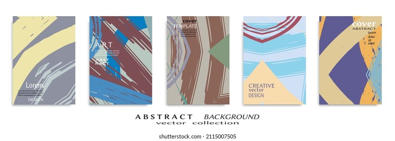 Conjunto de fondo abstracto, textura gruesa. Arte minimalista, estilo de pinceladas. Diseño para tarjeta, folleto, idea de banner, portada de libro, folleto, hoja de volante a4. Página de conjunto, plantilla de encabezado web.