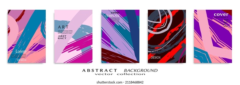Conjunto de fondo abstracto, textura gruesa. Arte minimalista, estilo de pinceladas. Diseño para tarjeta, folleto, idea de banner, portada de libro, folleto, hoja de volante a4. Página de conjunto, plantilla de encabezado web.