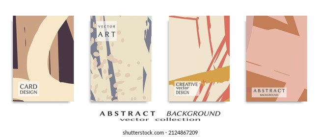 Abstract backgrouns set, grunge texture. Minimalistic art, brush strokes style. Design for card, brochure, banner idea, book cover, booklet print, flyer sheet a4. Collage page, web header template.