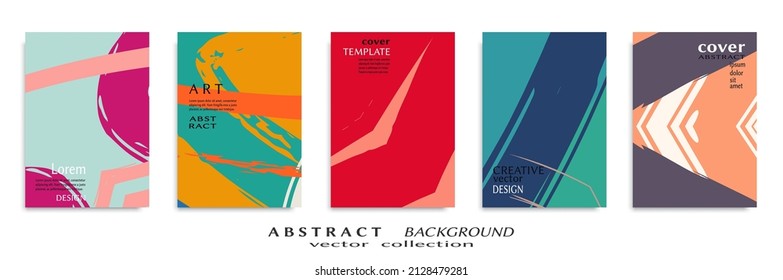 Abstract backgrouns set, grunge texture. Minimalistic art, brush strokes style. Design for card, brochure, banner idea, book cover, booklet print, flyer sheet a4. Collage page, web header template.