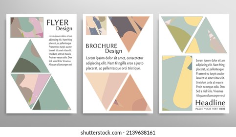 Abstract backgrouns set, grunge texture. Minimalistic art, brush strokes style. Design for card, brochure, banner idea, book cover, booklet print, flyer sheet a4. Collage page, web header template.