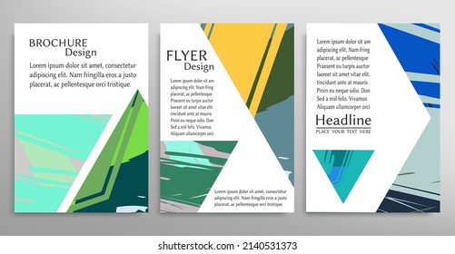 Abstract backgrouns set, grunge texture. Minimalistic art, brush strokes style. Design for card, brochure, banner idea, book cover, booklet print, flyer sheet a4. Collage page, web header template.