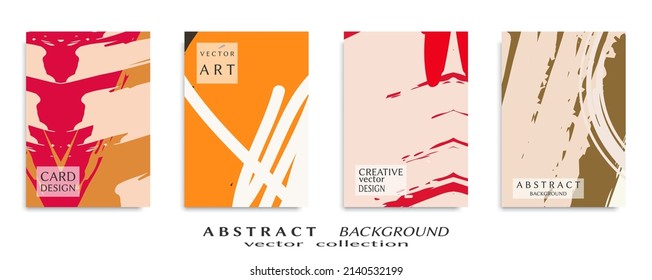 Abstract backgrouns set, grunge texture. Minimalistic art, brush strokes style. Design for card, brochure, banner idea, book cover, booklet print, flyer sheet a4. Collage page, web header template.