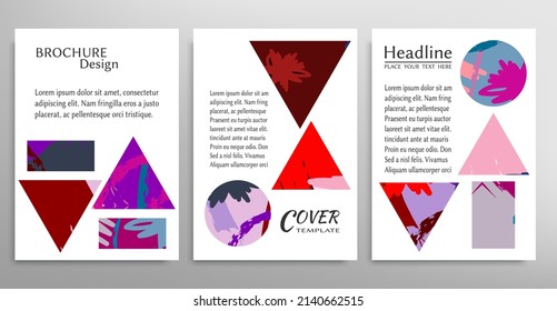 Abstract backgrouns set, grunge texture. Minimalistic art, brush strokes style. Design for card, brochure, banner idea, book cover, booklet print, flyer sheet a4. Collage page, web header template.